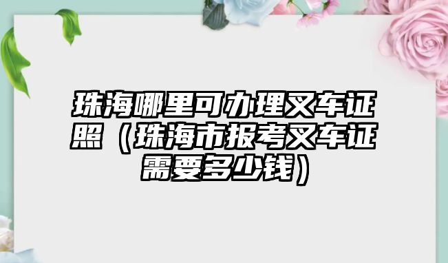 珠海哪里可辦理叉車證照（珠海市報(bào)考叉車證需要多少錢）