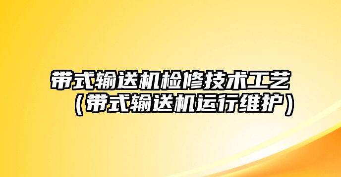 帶式輸送機(jī)檢修技術(shù)工藝（帶式輸送機(jī)運(yùn)行維護(hù)）