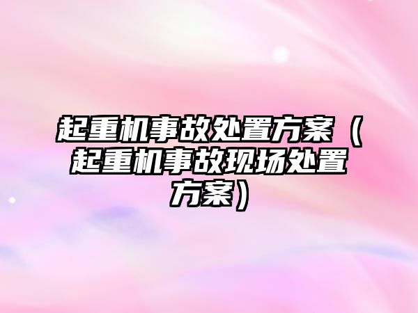 起重機事故處置方案（起重機事故現(xiàn)場處置方案）