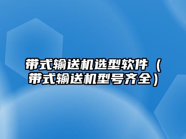 帶式輸送機選型軟件（帶式輸送機型號齊全）