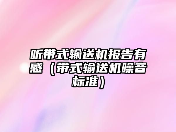 聽帶式輸送機報告有感（帶式輸送機噪音標準）