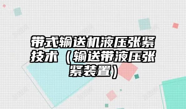 帶式輸送機(jī)液壓張緊技術(shù)（輸送帶液壓張緊裝置）