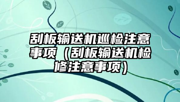 刮板輸送機巡檢注意事項（刮板輸送機檢修注意事項）