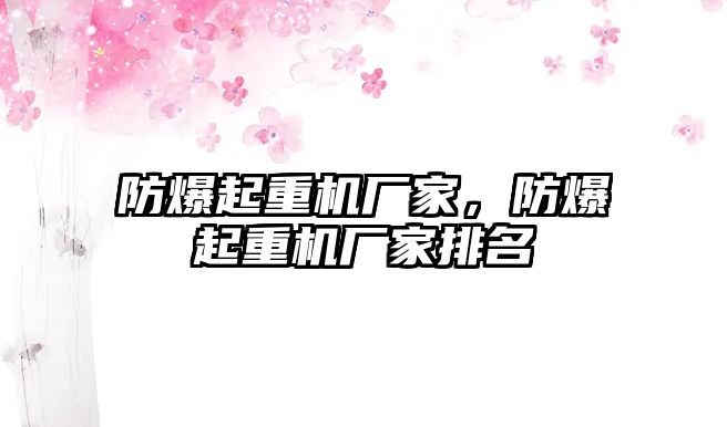 防爆起重機(jī)廠家，防爆起重機(jī)廠家排名