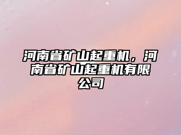 河南省礦山起重機(jī)，河南省礦山起重機(jī)有限公司