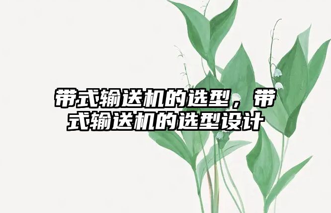 帶式輸送機(jī)的選型，帶式輸送機(jī)的選型設(shè)計(jì)