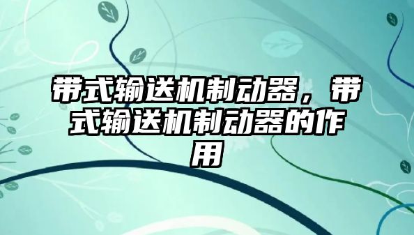 帶式輸送機制動器，帶式輸送機制動器的作用