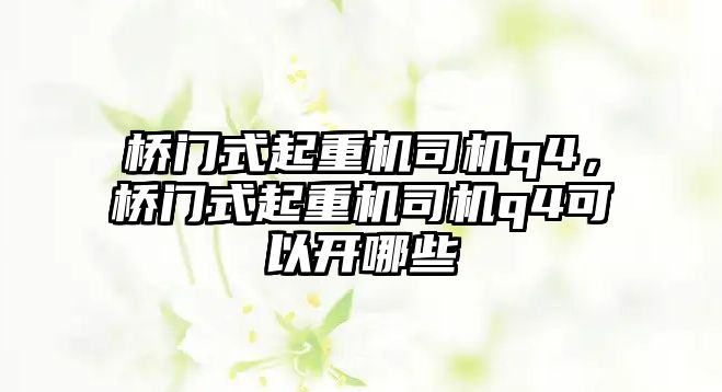 橋門式起重機(jī)司機(jī)q4，橋門式起重機(jī)司機(jī)q4可以開哪些