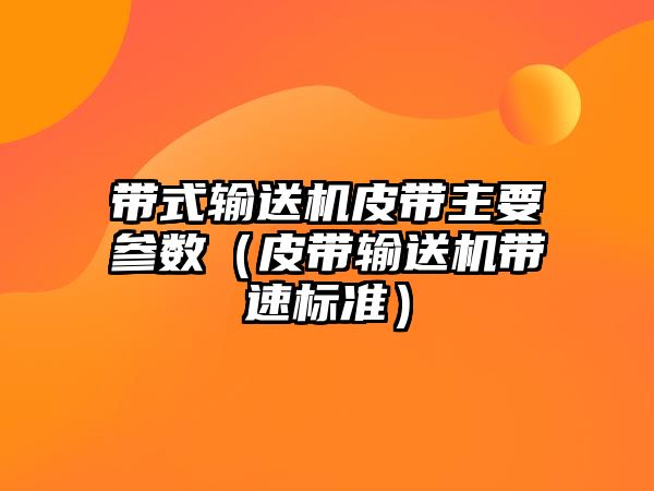 帶式輸送機皮帶主要參數(shù)（皮帶輸送機帶速標準）