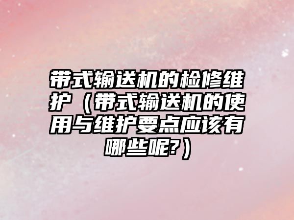 帶式輸送機的檢修維護（帶式輸送機的使用與維護要點應該有哪些呢?）