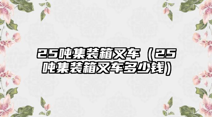 25噸集裝箱叉車（25噸集裝箱叉車多少錢）