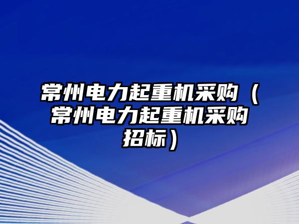 常州電力起重機(jī)采購（常州電力起重機(jī)采購招標(biāo)）