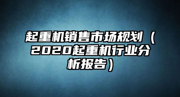 起重機(jī)銷售市場規(guī)劃（2020起重機(jī)行業(yè)分析報告）