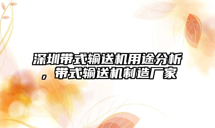 深圳帶式輸送機(jī)用途分析，帶式輸送機(jī)制造廠家