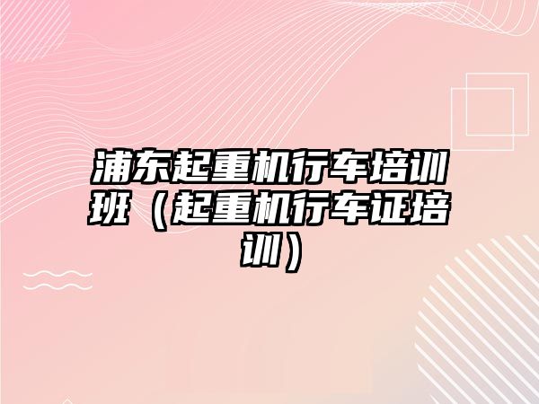 浦東起重機行車培訓班（起重機行車證培訓）