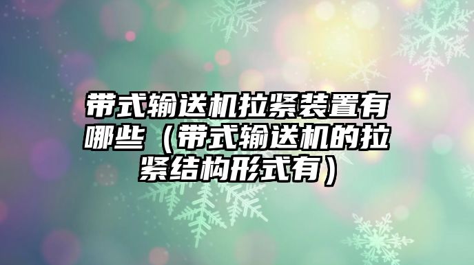 帶式輸送機(jī)拉緊裝置有哪些（帶式輸送機(jī)的拉緊結(jié)構(gòu)形式有）