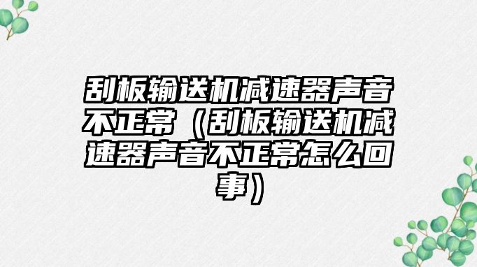 刮板輸送機減速器聲音不正常（刮板輸送機減速器聲音不正常怎么回事）