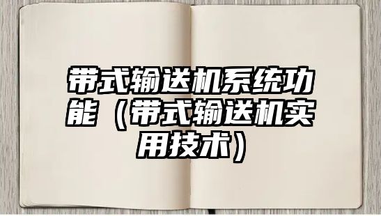 帶式輸送機系統(tǒng)功能（帶式輸送機實用技術）