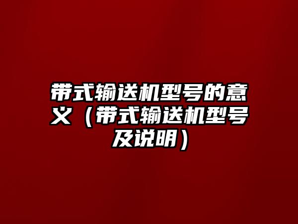 帶式輸送機型號的意義（帶式輸送機型號及說明）