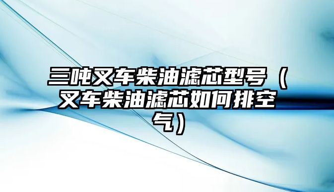 三噸叉車柴油濾芯型號（叉車柴油濾芯如何排空氣）