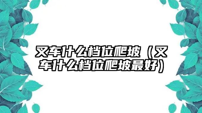 叉車什么檔位爬坡（叉車什么檔位爬坡最好）