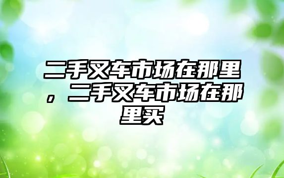 二手叉車市場在那里，二手叉車市場在那里買