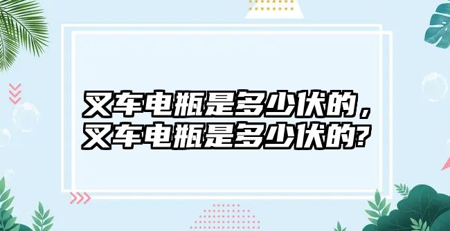 叉車電瓶是多少伏的，叉車電瓶是多少伏的?