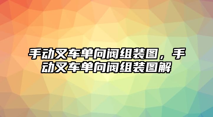 手動叉車單向閥組裝圖，手動叉車單向閥組裝圖解