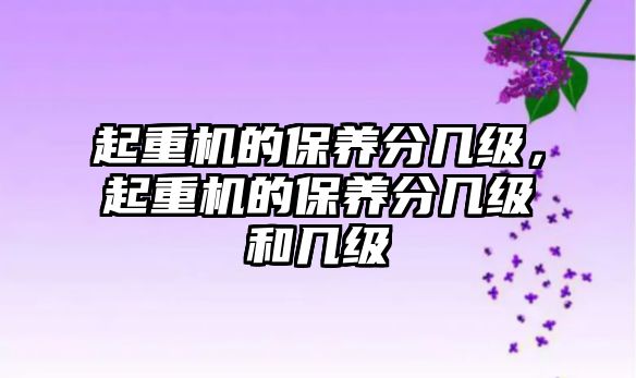 起重機(jī)的保養(yǎng)分幾級(jí)，起重機(jī)的保養(yǎng)分幾級(jí)和幾級(jí)