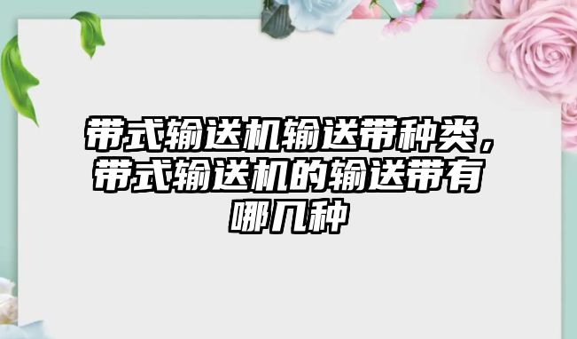 帶式輸送機輸送帶種類，帶式輸送機的輸送帶有哪幾種