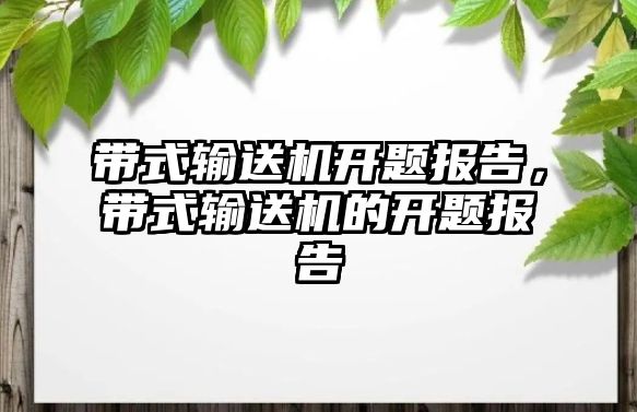 帶式輸送機開題報告，帶式輸送機的開題報告